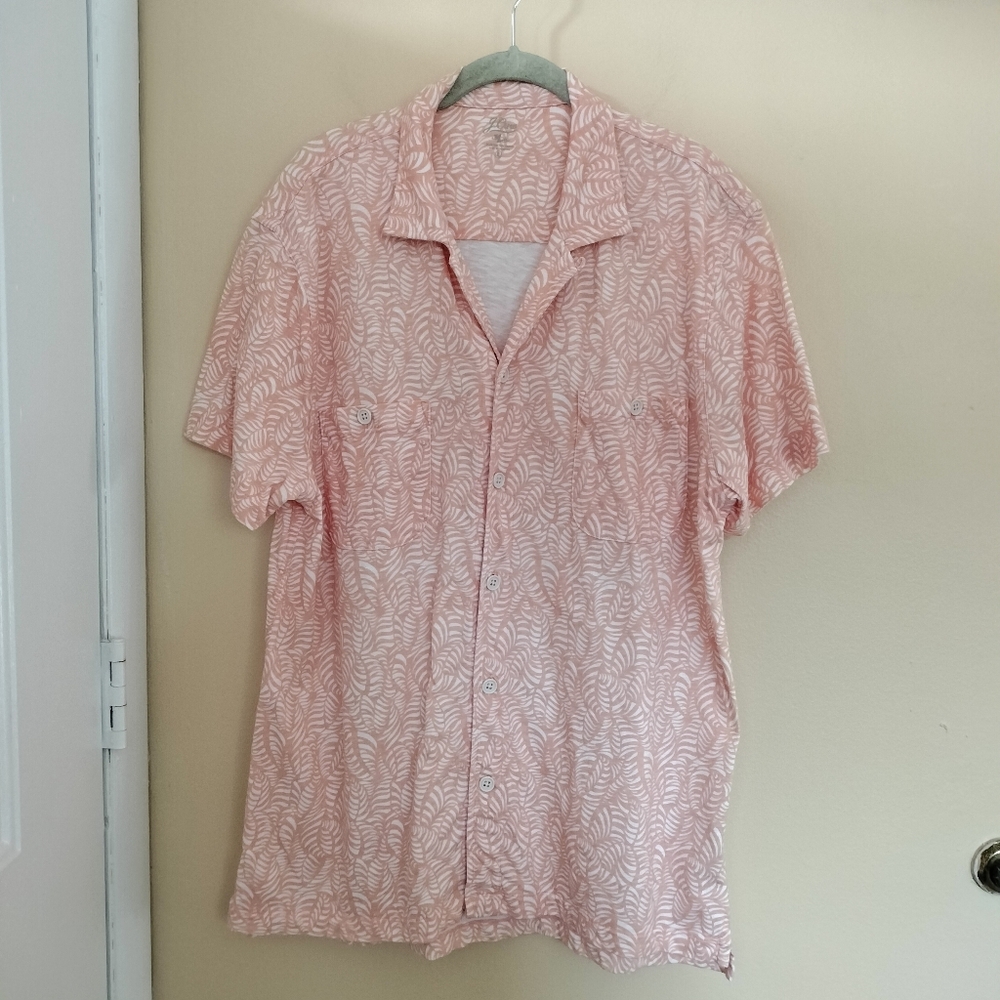 J. Crew Cotton Coral Mens Button Down Shirt XL Vacation Resort Beach Comfortable